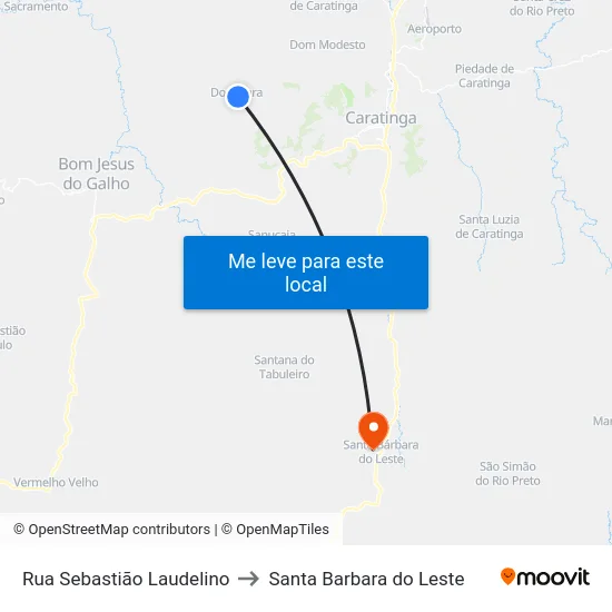 Rua Sebastião Laudelino to Santa Barbara do Leste map