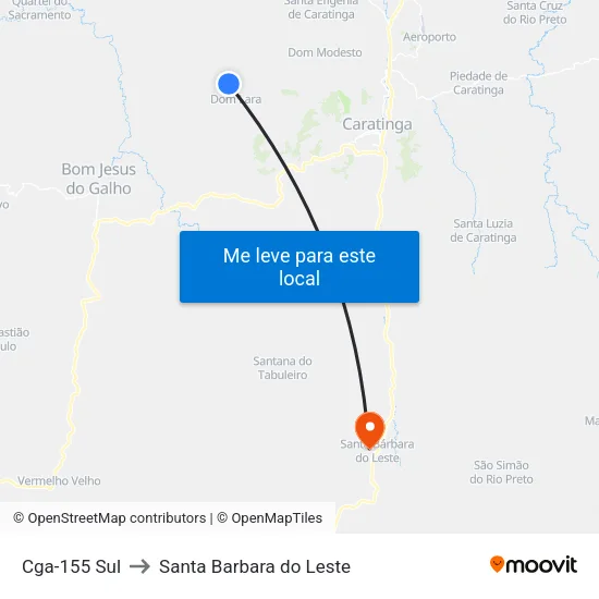 Cga-155 Sul to Santa Barbara do Leste map