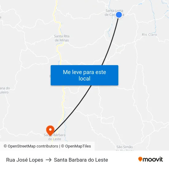 Rua José Lopes to Santa Barbara do Leste map