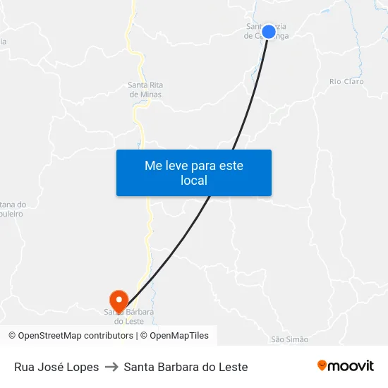 Rua José Lopes to Santa Barbara do Leste map