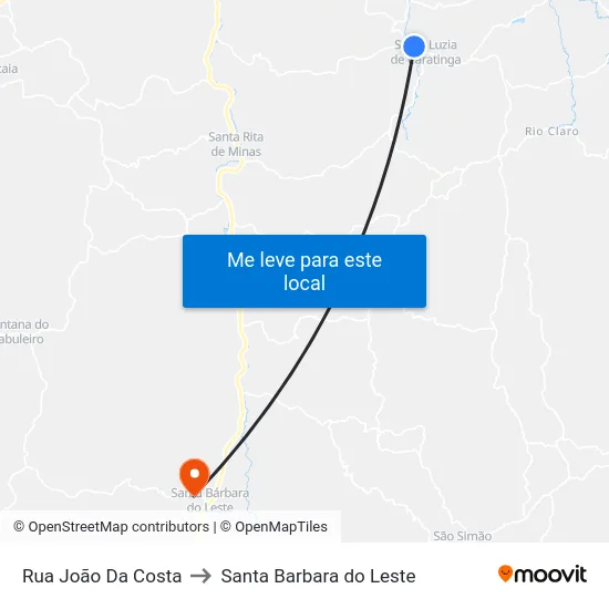 Rua João Da Costa to Santa Barbara do Leste map