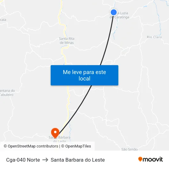 Cga-040 Norte to Santa Barbara do Leste map