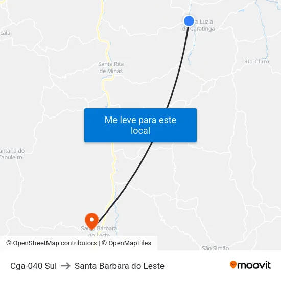 Cga-040 Sul to Santa Barbara do Leste map
