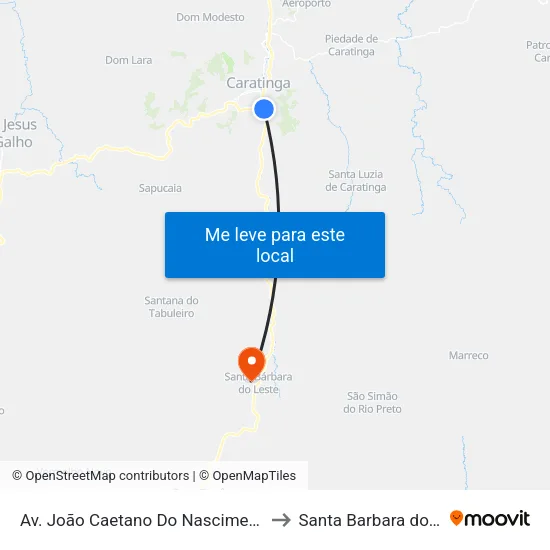 Av. João Caetano Do Nascimento, 1221 to Santa Barbara do Leste map