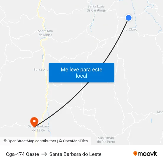 Cga-474 Oeste to Santa Barbara do Leste map