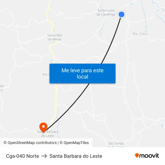 Cga-040 Norte to Santa Barbara do Leste map