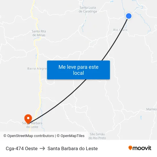 Cga-474 Oeste to Santa Barbara do Leste map