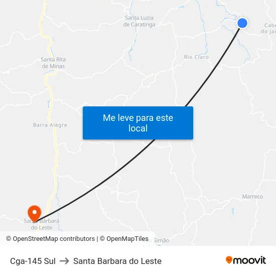 Cga-145 Sul to Santa Barbara do Leste map