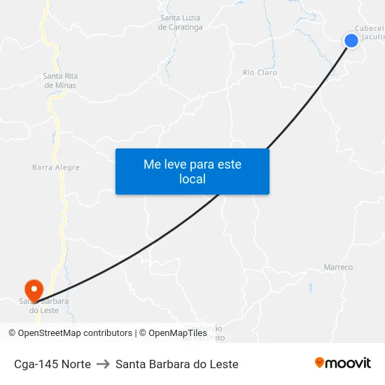 Cga-145 Norte to Santa Barbara do Leste map