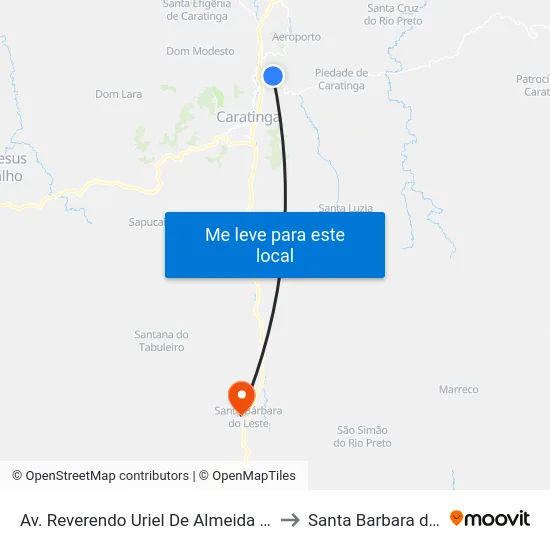 Av. Reverendo Uriel De Almeida Leitão, 1300 to Santa Barbara do Leste map