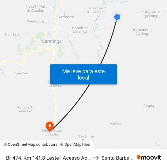 Br-474, Km 141,8 Leste | Acesso Ao Povoado Dos Manducas to Santa Barbara do Leste map