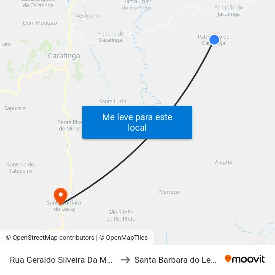 Rua Geraldo Silveira Da Mata to Santa Barbara do Leste map