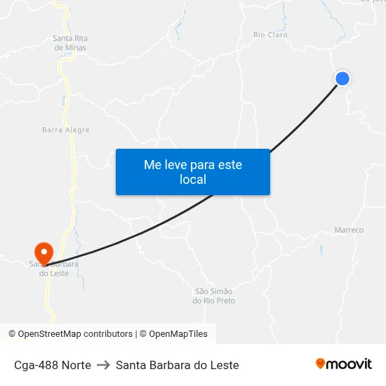 Cga-488 Norte to Santa Barbara do Leste map