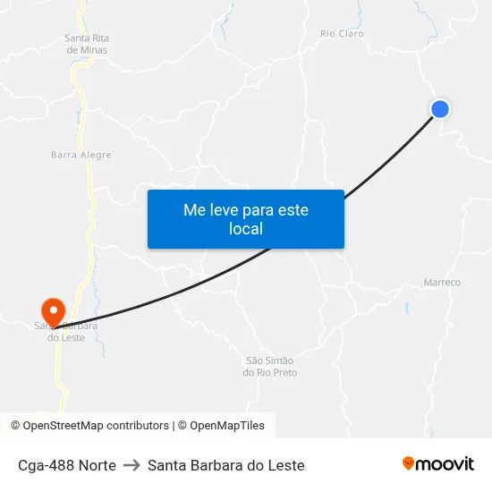 Cga-488 Norte to Santa Barbara do Leste map