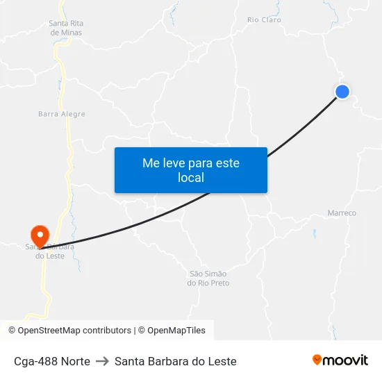 Cga-488 Norte to Santa Barbara do Leste map