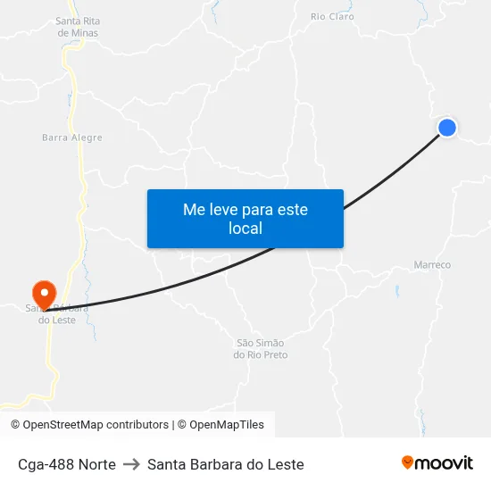 Cga-488 Norte to Santa Barbara do Leste map