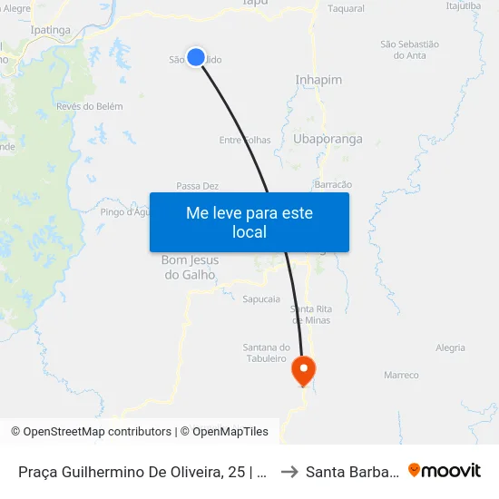 Praça Guilhermino De Oliveira, 25 | Ponto Final De São Cândido to Santa Barbara do Leste map