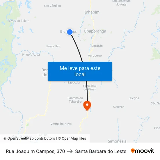Rua Joaquim Campos, 370 to Santa Barbara do Leste map