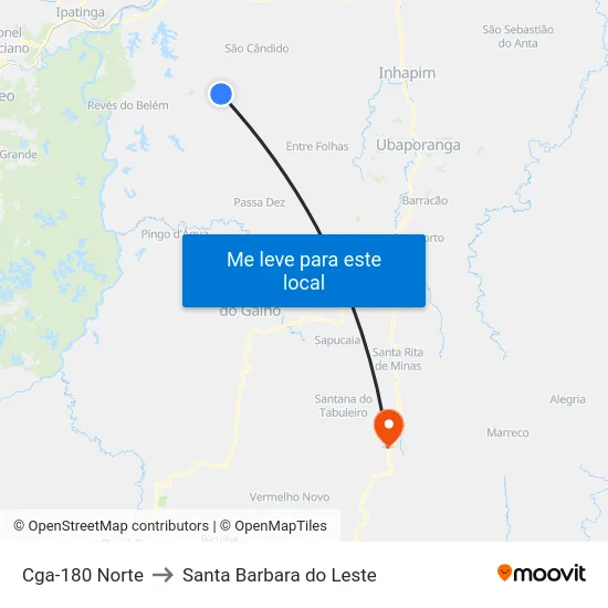 Cga-180 Norte to Santa Barbara do Leste map