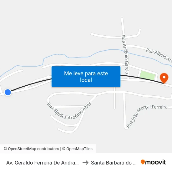 Av. Geraldo Ferreira De Andrade, 150 to Santa Barbara do Leste map