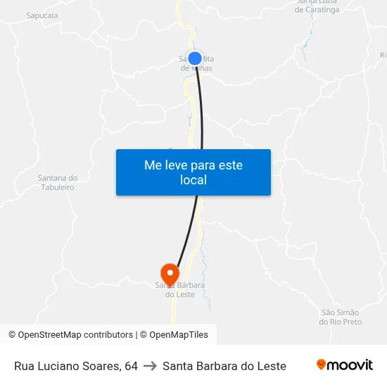 Rua Luciano Soares, 64 to Santa Barbara do Leste map
