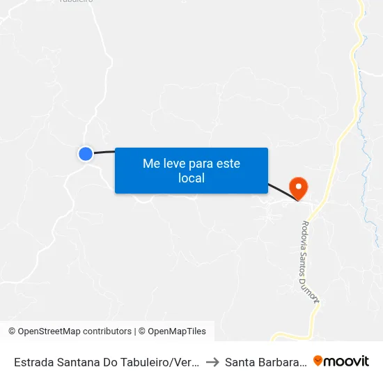 Estrada Santana Do Tabuleiro/Vermelho Novo, Norte to Santa Barbara do Leste map