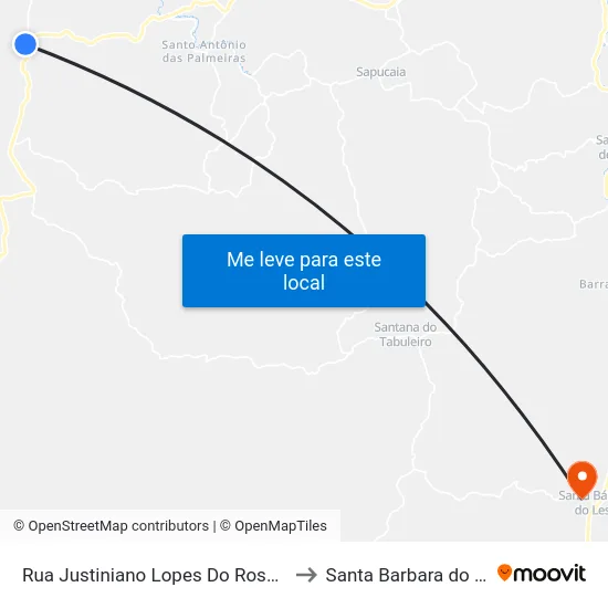 Rua Justiniano Lopes Do Rosário, 100 to Santa Barbara do Leste map