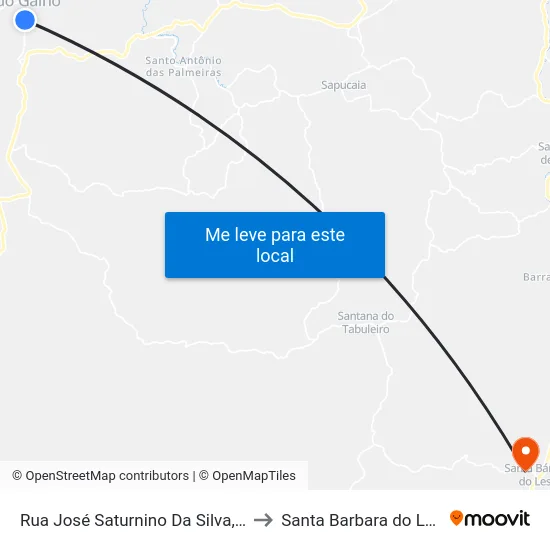 Rua José Saturnino Da Silva, 225 to Santa Barbara do Leste map