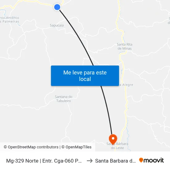 Mg-329 Norte | Entr. Cga-060 Para Sapucaia to Santa Barbara do Leste map
