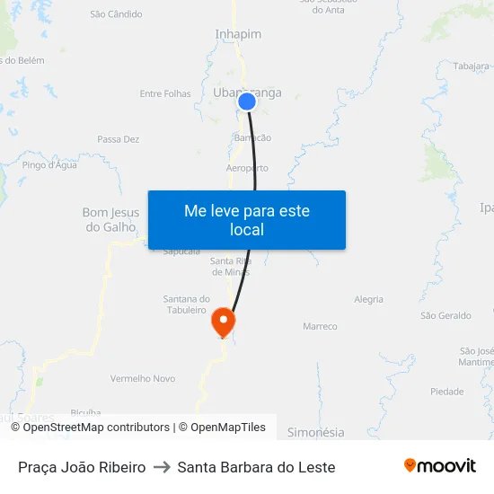 Praça João Ribeiro to Santa Barbara do Leste map