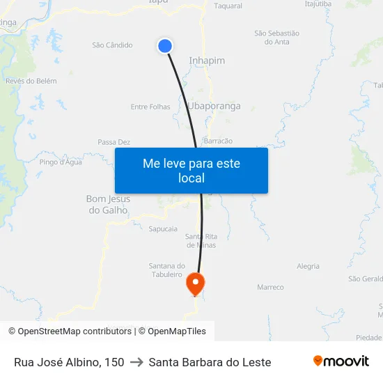 Rua José Albino, 150 to Santa Barbara do Leste map
