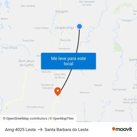 Amg-4025 Leste to Santa Barbara do Leste map