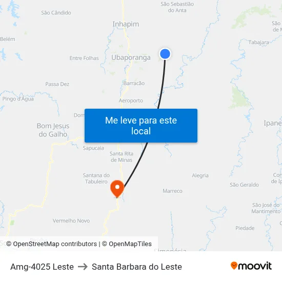 Amg-4025 Leste to Santa Barbara do Leste map