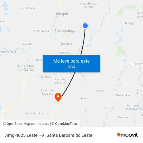 Amg-4025 Leste to Santa Barbara do Leste map