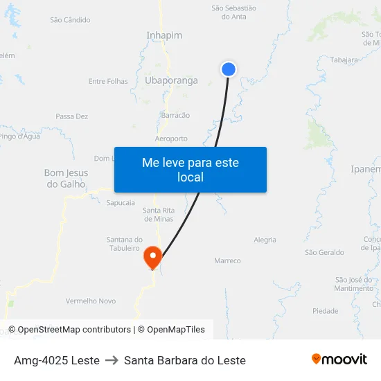 Amg-4025 Leste to Santa Barbara do Leste map