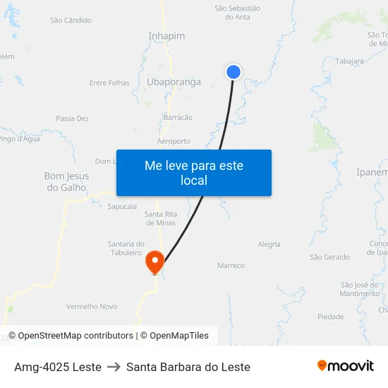 Amg-4025 Leste to Santa Barbara do Leste map