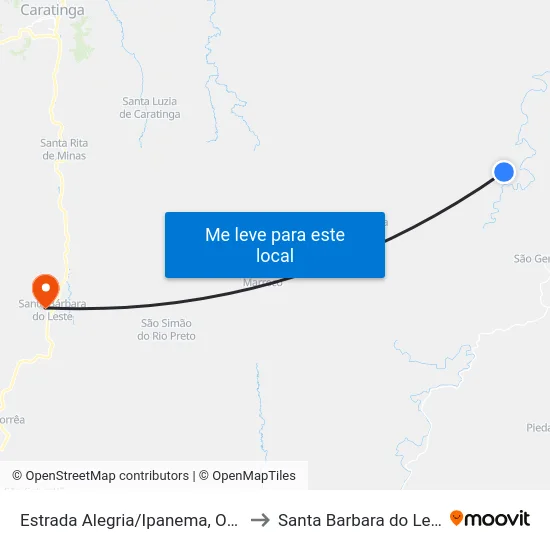 Estrada Alegria/Ipanema, Oeste to Santa Barbara do Leste map