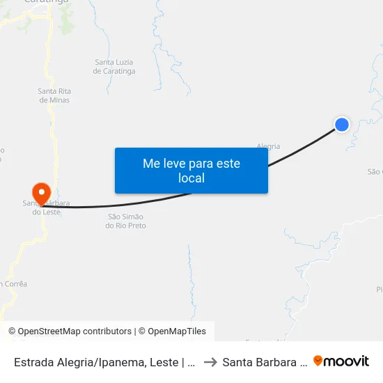 Estrada Alegria/Ipanema, Leste | Córrego Do Sales to Santa Barbara do Leste map