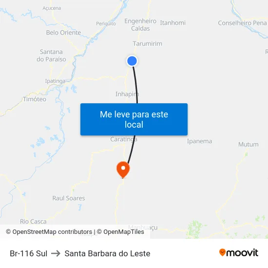 Br-116 Sul to Santa Barbara do Leste map