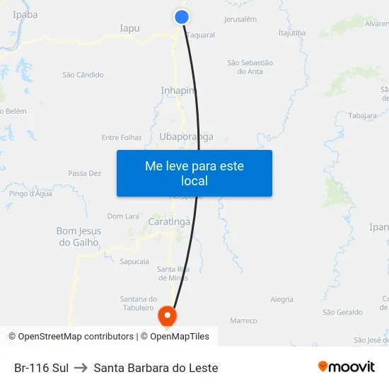 Br-116 Sul to Santa Barbara do Leste map