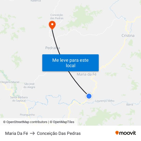 Maria Da Fé to Conceição Das Pedras map