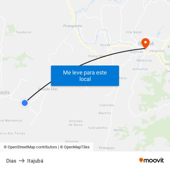 Dias to Itajubá map