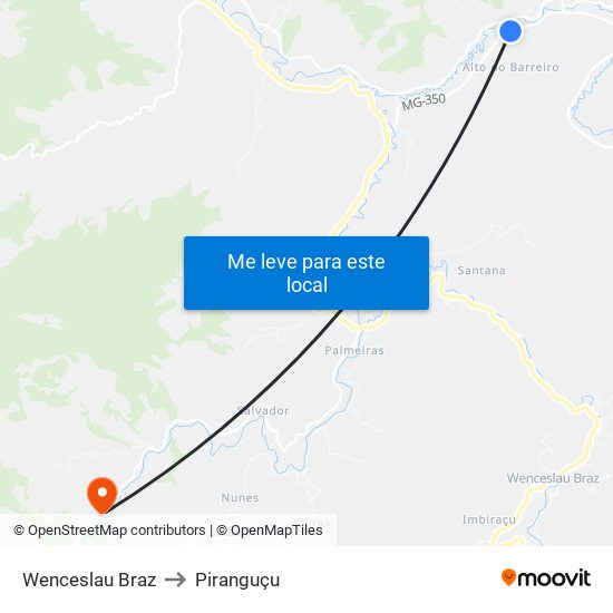 Wenceslau Braz to Piranguçu map