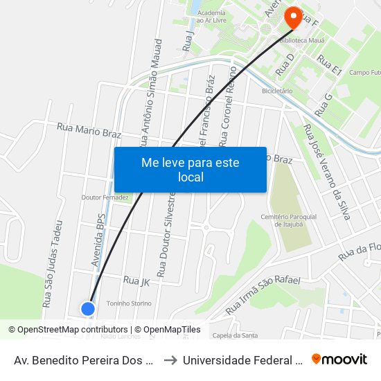 Av. Benedito Pereira Dos Santos, 219 to Universidade Federal De Itajubá map