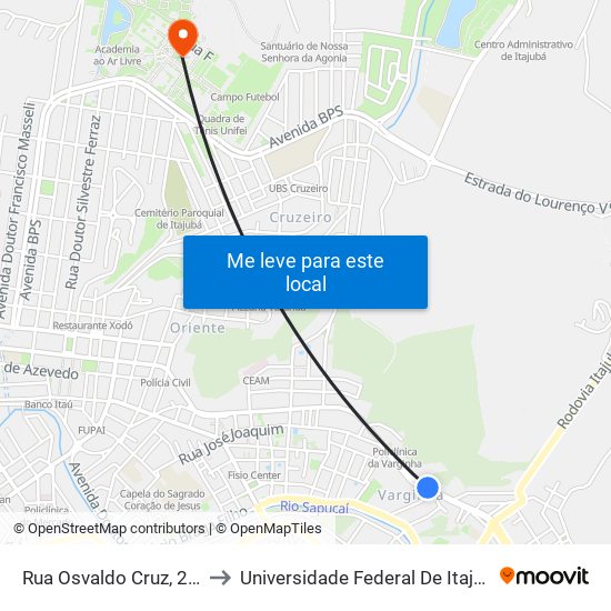 Rua Osvaldo Cruz, 257 to Universidade Federal De Itajubá map