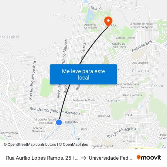 Rua Aurílio Lopes Ramos, 25 | Restaurante Popular to Universidade Federal De Itajubá map