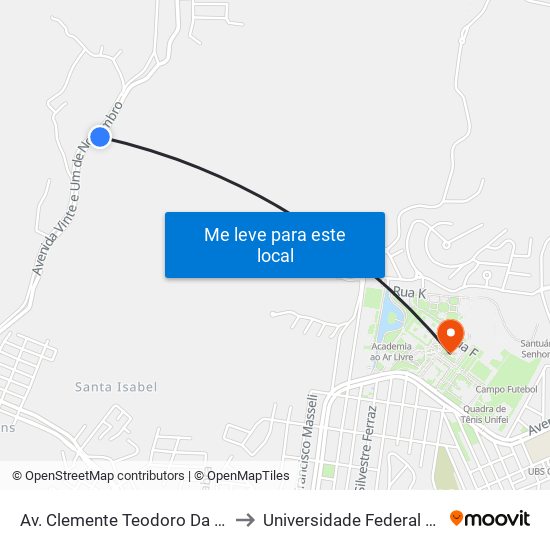 Av. Clemente Teodoro Da Silva, 2654 to Universidade Federal De Itajubá map