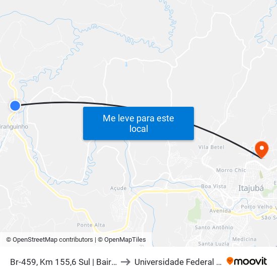 Br-459, Km 155,6 Sul | Bairro Beira-Rio to Universidade Federal De Itajubá map