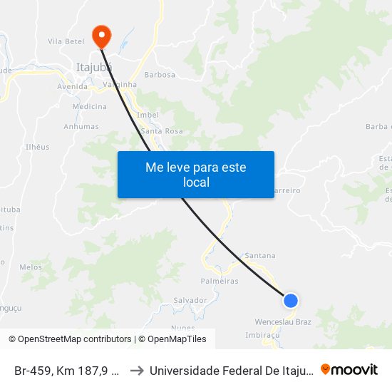 Br-459, Km 187,9 Sul to Universidade Federal De Itajubá map