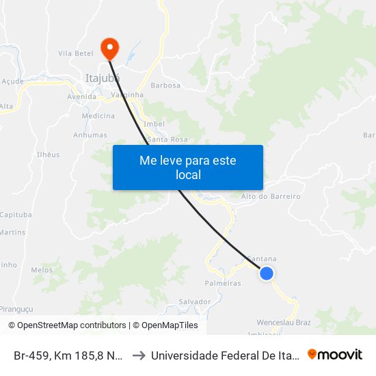 Br-459, Km 185,8 Norte to Universidade Federal De Itajubá map